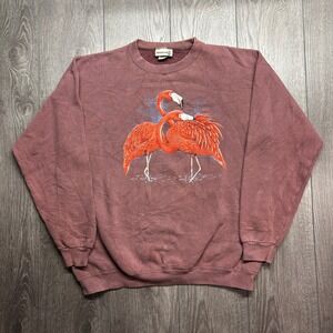 Vintage Fieldmaster Flamingo Graphic Sweatshirt Mens Large Maroon Made USA 90s